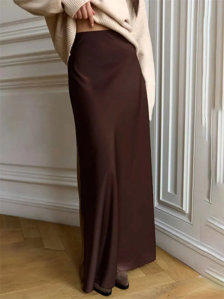 Satin Patch Maxi Skirt