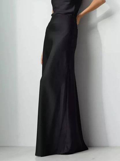 Satin Patch Maxi Skirt