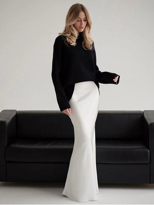 Satin Patch Maxi Skirt