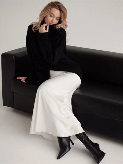 Satin Patch Maxi Skirt