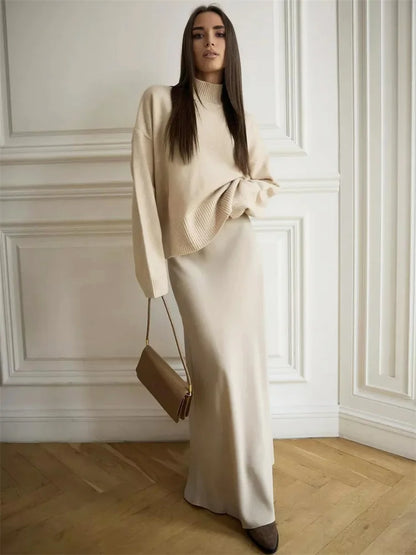 Satin Patch Maxi Skirt